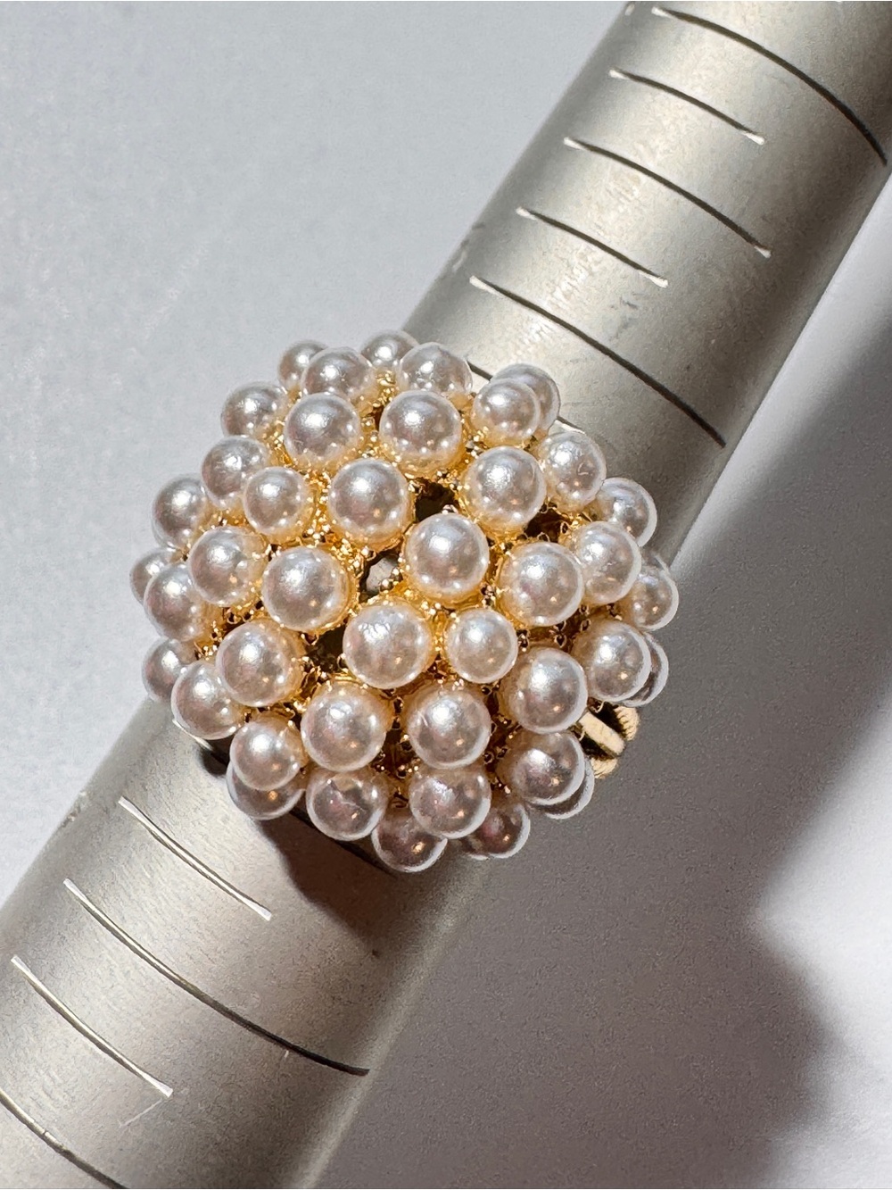 Gold Pearl Cluster Cocktail Ring - Women Jewelry